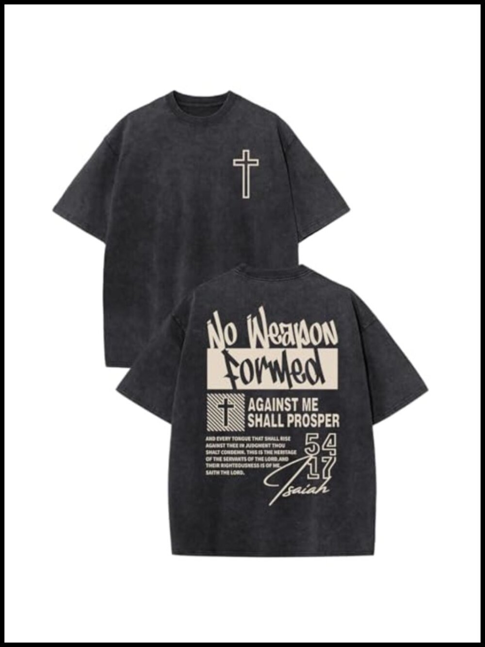 Men's Christian Cross Graphic T-Shirt Acid Wash Cotton Crew Neck Short Sleeve